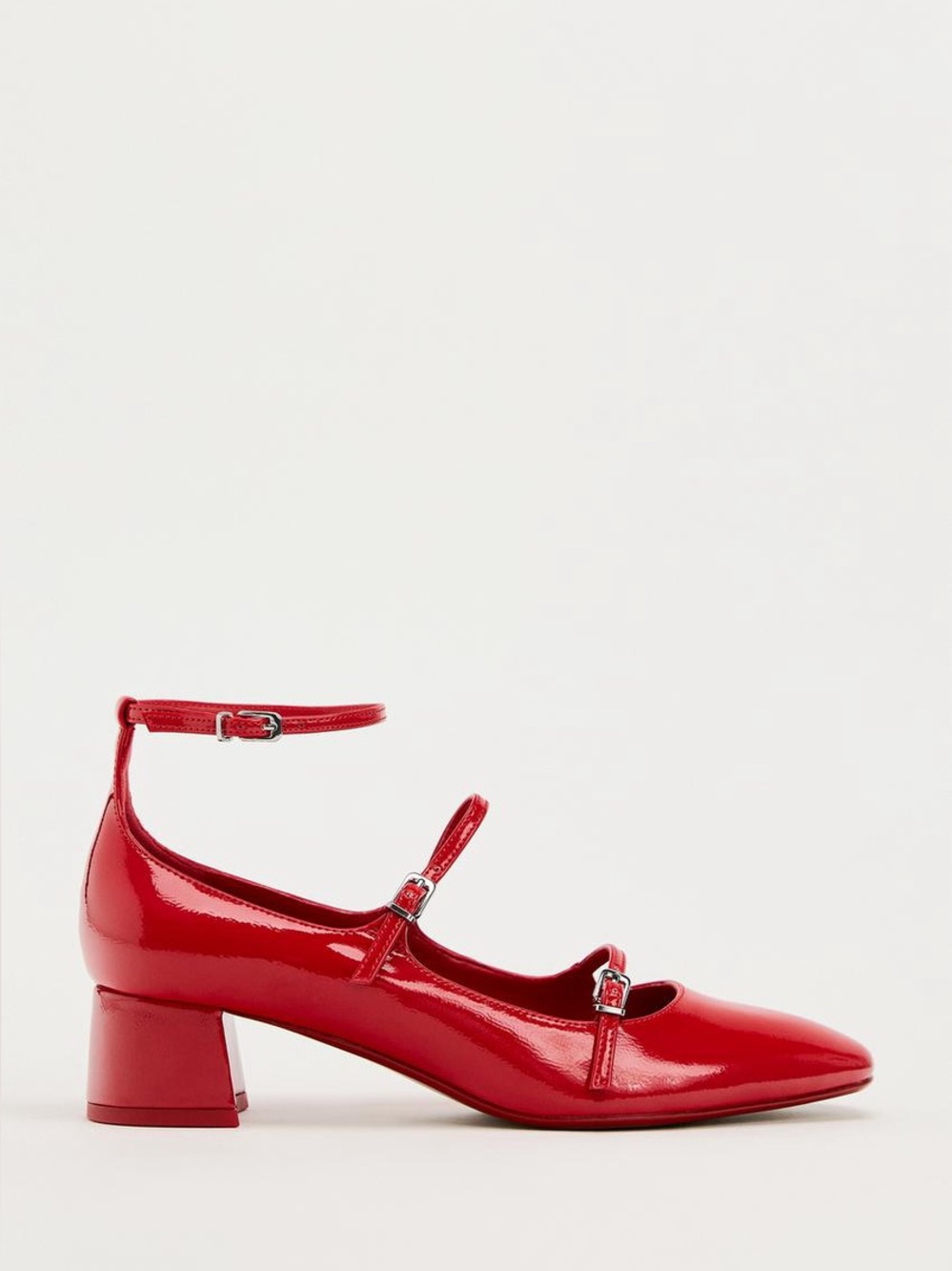 Zara Red Patent Mary Jane Block Heels